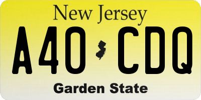 NJ license plate A40CDQ