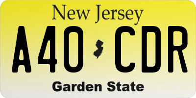 NJ license plate A40CDR