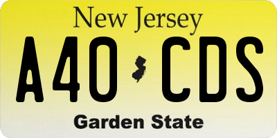 NJ license plate A40CDS