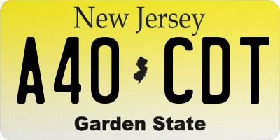 NJ license plate A40CDT