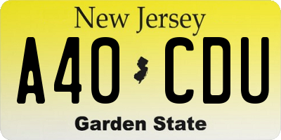 NJ license plate A40CDU