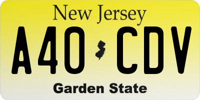 NJ license plate A40CDV