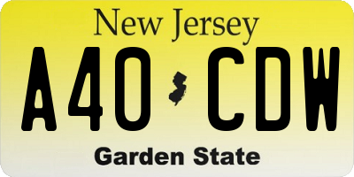 NJ license plate A40CDW