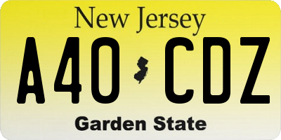 NJ license plate A40CDZ