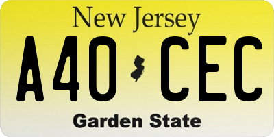 NJ license plate A40CEC