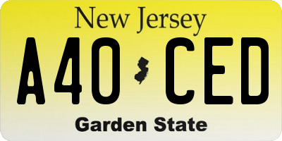 NJ license plate A40CED