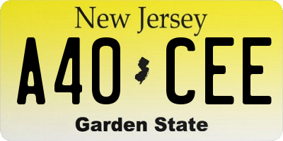 NJ license plate A40CEE