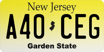 NJ license plate A40CEG