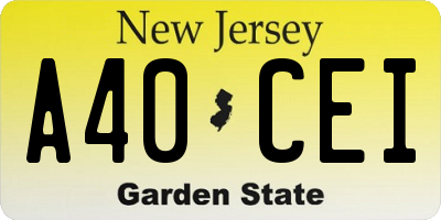 NJ license plate A40CEI