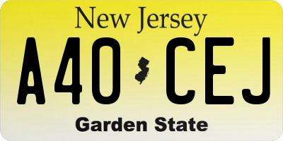 NJ license plate A40CEJ