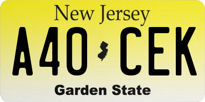 NJ license plate A40CEK