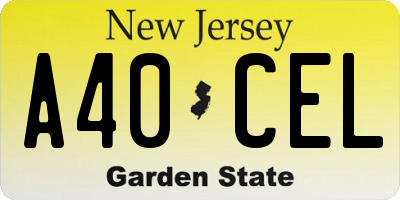 NJ license plate A40CEL