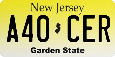 NJ license plate A40CER