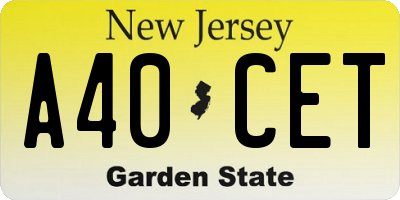 NJ license plate A40CET