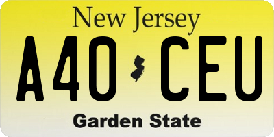 NJ license plate A40CEU