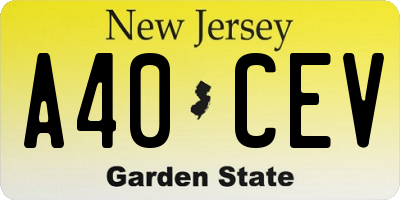 NJ license plate A40CEV