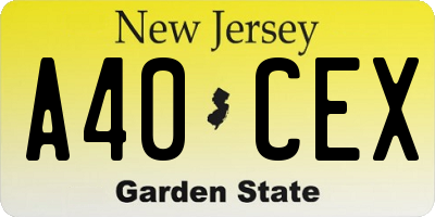 NJ license plate A40CEX