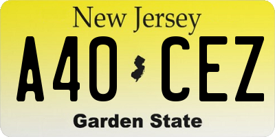 NJ license plate A40CEZ