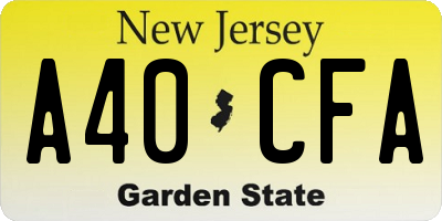 NJ license plate A40CFA