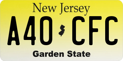 NJ license plate A40CFC