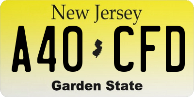 NJ license plate A40CFD