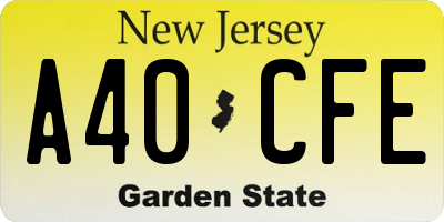 NJ license plate A40CFE