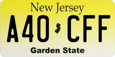 NJ license plate A40CFF
