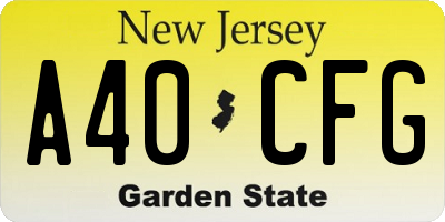 NJ license plate A40CFG