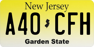 NJ license plate A40CFH