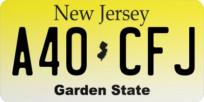 NJ license plate A40CFJ