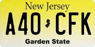 NJ license plate A40CFK