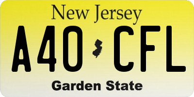 NJ license plate A40CFL