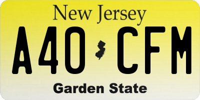 NJ license plate A40CFM