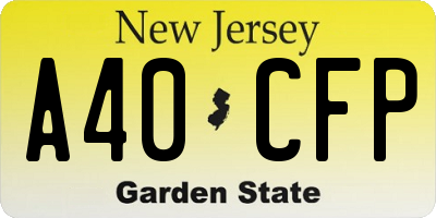 NJ license plate A40CFP