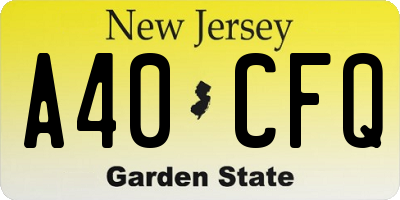 NJ license plate A40CFQ