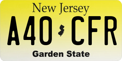 NJ license plate A40CFR