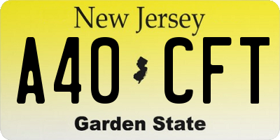 NJ license plate A40CFT