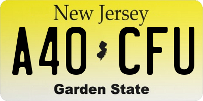 NJ license plate A40CFU