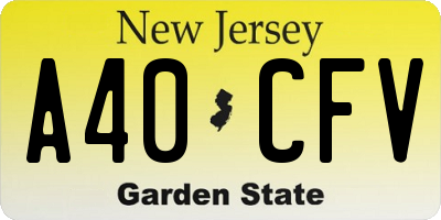 NJ license plate A40CFV