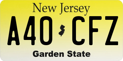 NJ license plate A40CFZ