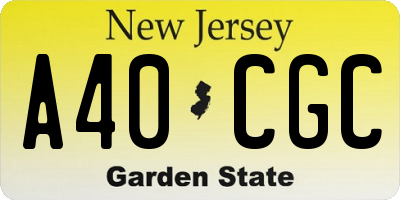 NJ license plate A40CGC