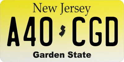 NJ license plate A40CGD