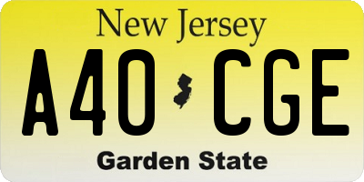 NJ license plate A40CGE