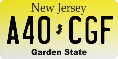NJ license plate A40CGF