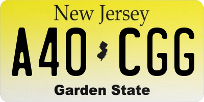 NJ license plate A40CGG