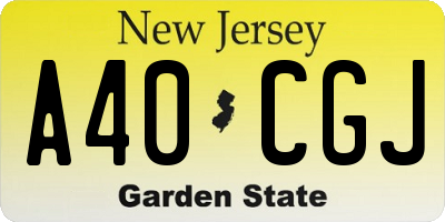 NJ license plate A40CGJ