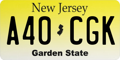 NJ license plate A40CGK