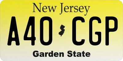 NJ license plate A40CGP