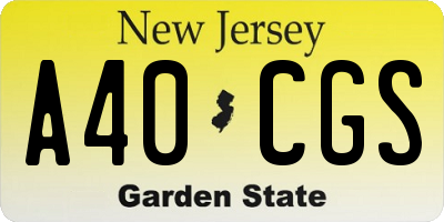 NJ license plate A40CGS