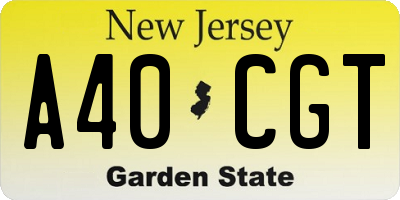 NJ license plate A40CGT